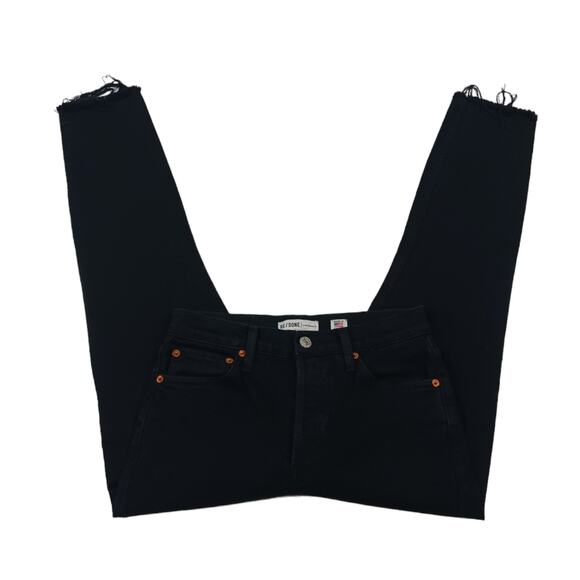 J1081 EUC $265 RE/DONE High Rise Raw Hem Jeans size 27 - Picture 2 of 9